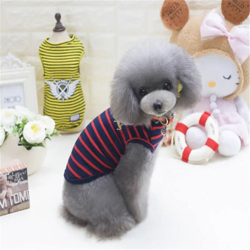 Summertime Pet Dog Clothes Three-color striped vest fashion cozy Cat Dog Pet Clothing Pet Supplies 2019
Summertime Pet Dog Clothes Three-color striped vest fashion cozy Cat Dog Pet Clothing Pet Supplies 2019
