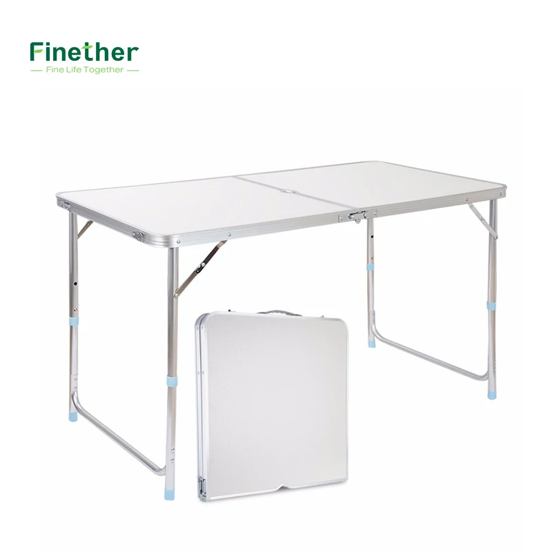 

Finether 55 Lb Capacity Fold Table Height-Adjustable Aluminum Folding Table For Camping Tailgating Pinics BBQs Dinning and Party