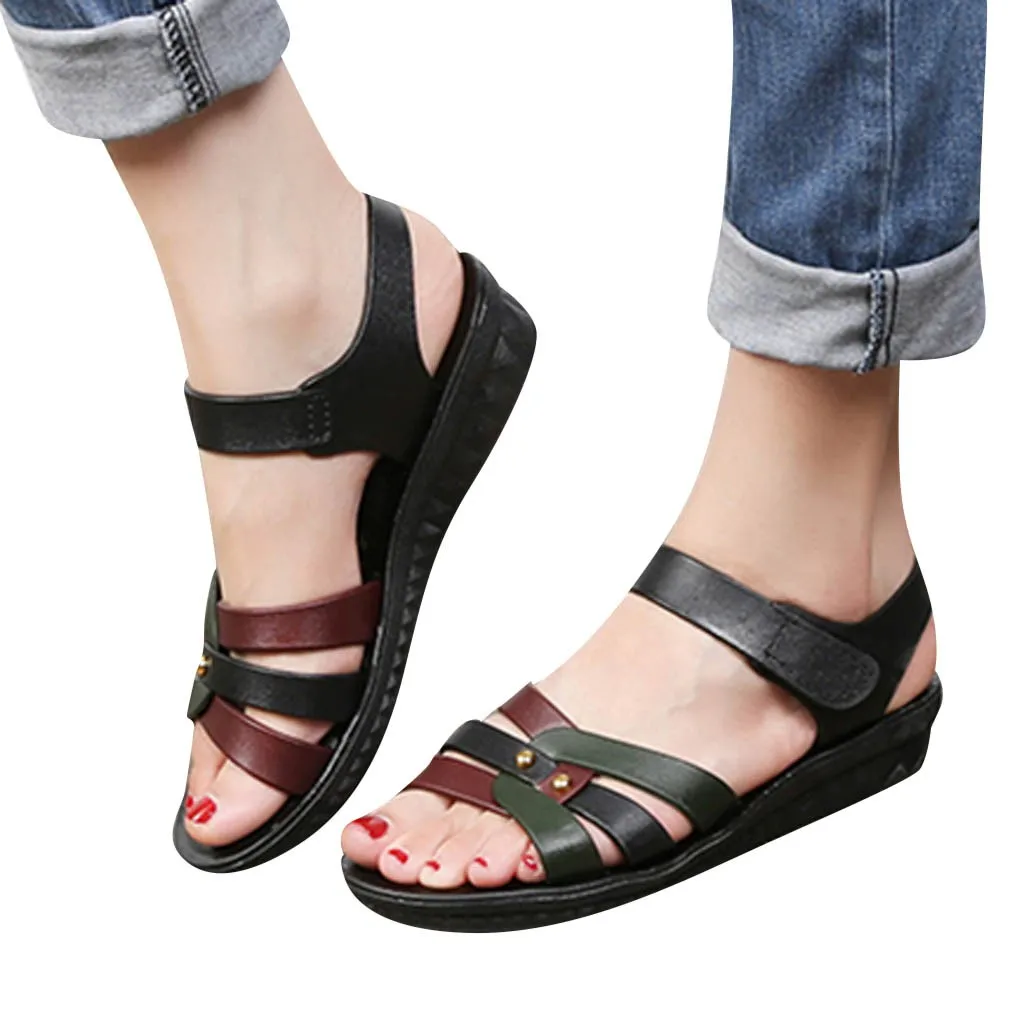SAGACE Summer Beach Shoes Ladies Fashion Leather Flat Sandals Women Casual Comfortable Black Sandals elderly Soft bottom sandals
SAGACE Summer Beach Shoes Ladies Fashion Leather Flat Sandals Women Casual Comfortable Black Sandals elderly Soft bottom sandals