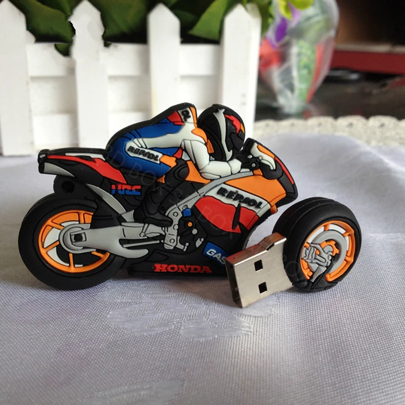 Фото Mini Moto автомобильный мультфильм USB флеш-накопитель 8 ГБ/16 ГБ/32 ГБ/64 ГБ флеш-диск 2 0