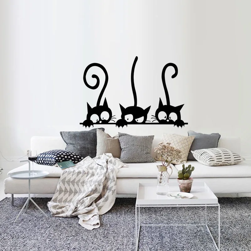 Креативные милые наклейки на стену с тремя котятами украшение для дома гостиной