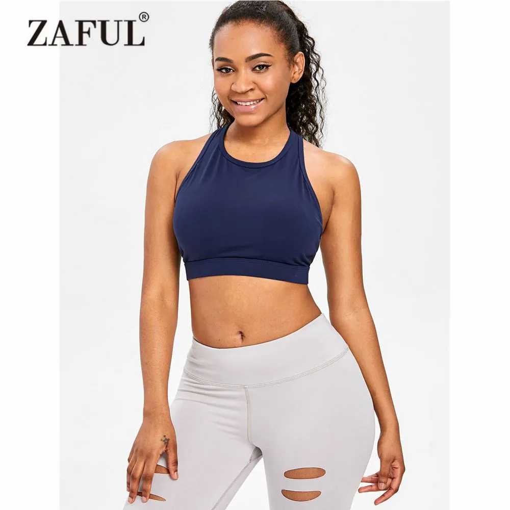 

ZAFUL Sports Bra Cut Out Racerback Sports Bra Gym Running Padded Tank Athletic Vest Push Up Women Sport Fitness Cutout Sport Bra