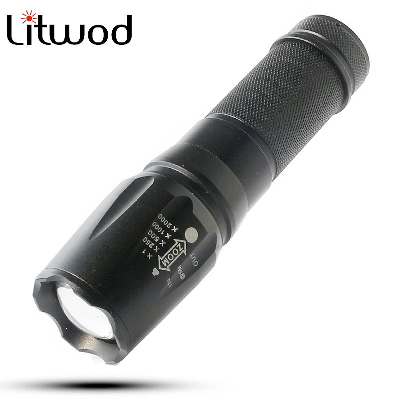 

Litwod Z10236 Long battery life LED Flashlight XML T6 4000LM 5 modes waterproof Zoomable light 26650 battery run time 20 hours