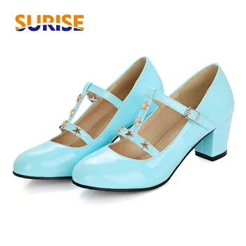 Big Size Casual Women Pumps Medium High Block Heel Patent Leather Round Toe Star Party Office Summer Lolita Lady Mary Jane Pumps
Big Size Casual Women Pumps Medium High Block Heel Patent Leather Round Toe Star Party Office Summer Lolita Lady Mary Jane Pumps