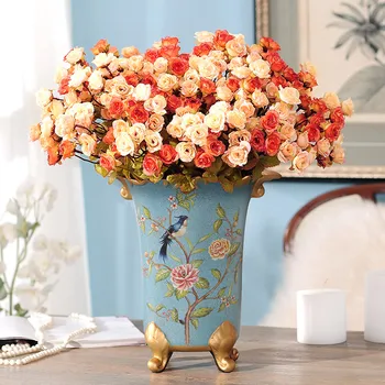Home Furnishing vase flower set silk flowers roses simulation floral ornaments soft decoration style living room
Home Furnishing vase flower set silk flowers roses simulation floral ornaments soft decoration style living room