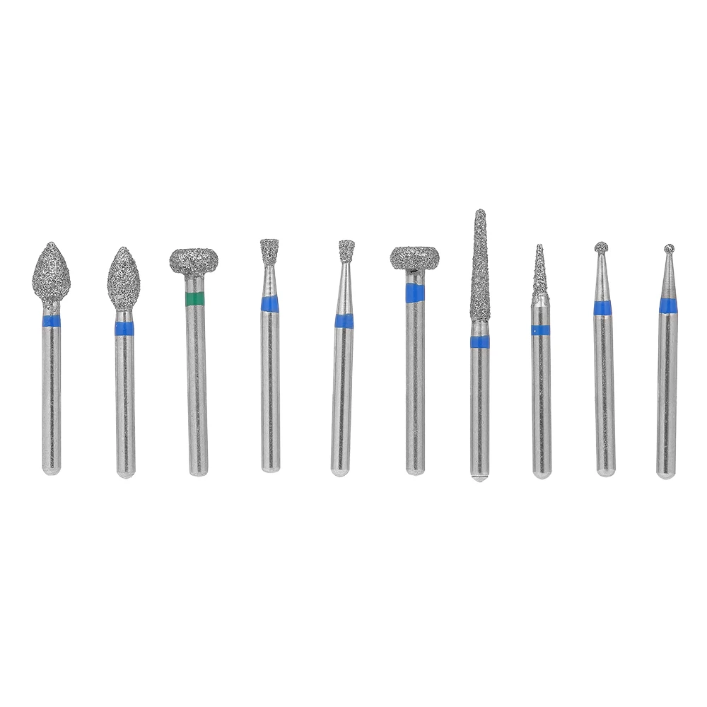 10pcs Dental Diamond Bur Drill Medium Polishing Smoothing For Teeth