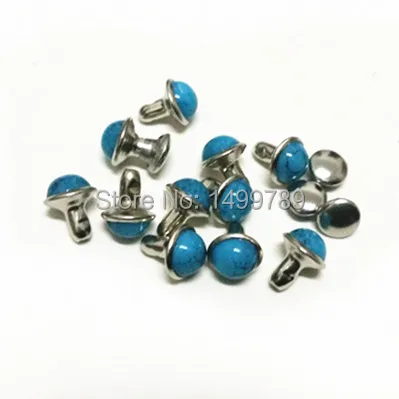 

DIY100PCS 8mm Blue Turquoise Crack Rivets Leather Craft Punk Studs Accessories Shipping Free