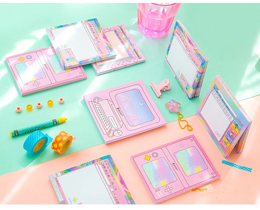 1X Kawaii Computer game machine shape Sticky Notes Post Memo Pad School Supplies Planner Stickers Paper Bookmarks Stationery 16
