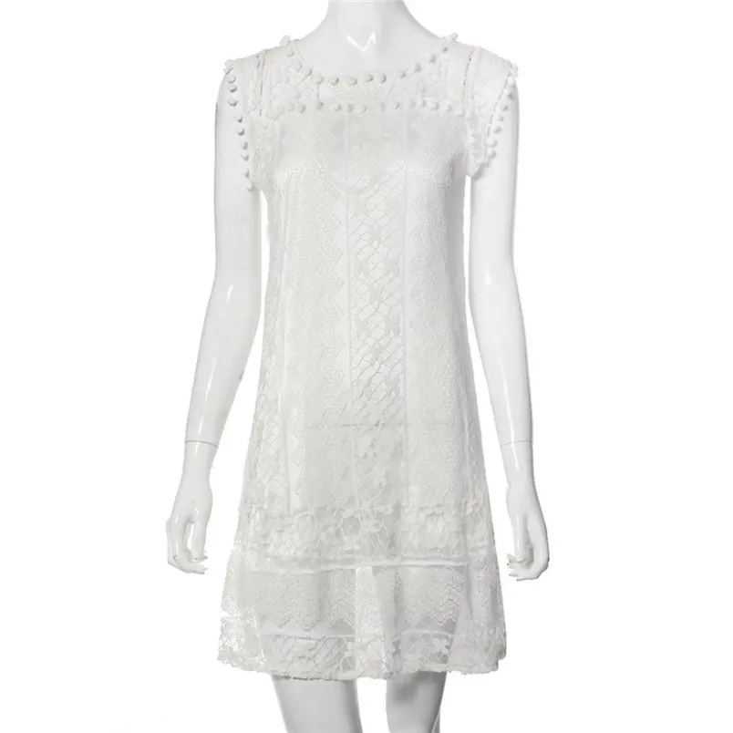 Sleeveless summer dress Casual Lace dress female loose dress women beach dress white dress vestidos wholesales 40JY26 (7)