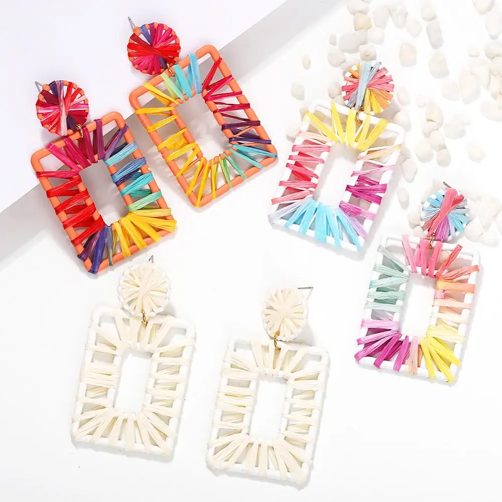 Dvacaman Kiear Raffia Rainbow Drop Earrings for Women Wedding Handmade Woven Geometric Statement Earrings Fashion Jewelry Gifts
Dvacaman Kiear Raffia Rainbow Drop Earrings for Women Wedding Handmade Woven Geometric Statement Earrings Fashion Jewelry Gifts