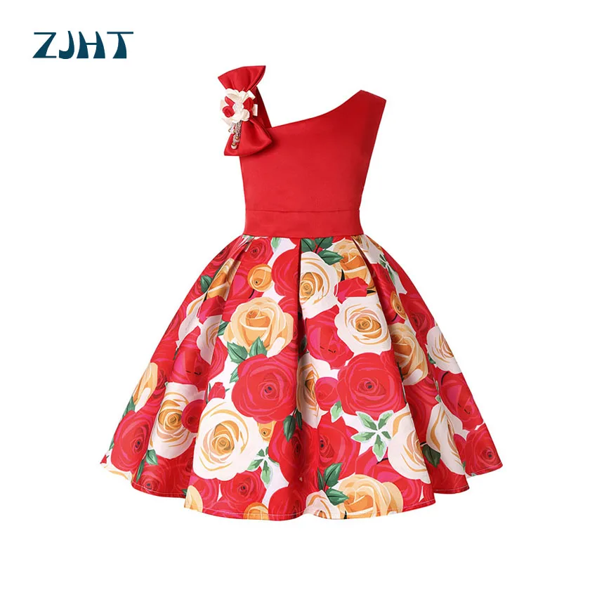 ZJHT New Baby Wedding Dress For Girls With Bowknot Shoulder Children Party Birthday Floral Printed Satin Dresses 2-9 Years MY120
ZJHT New Baby Wedding Dress For Girls With Bowknot Shoulder Children Party Birthday Floral Printed Satin Dresses 2-9 Years MY120
