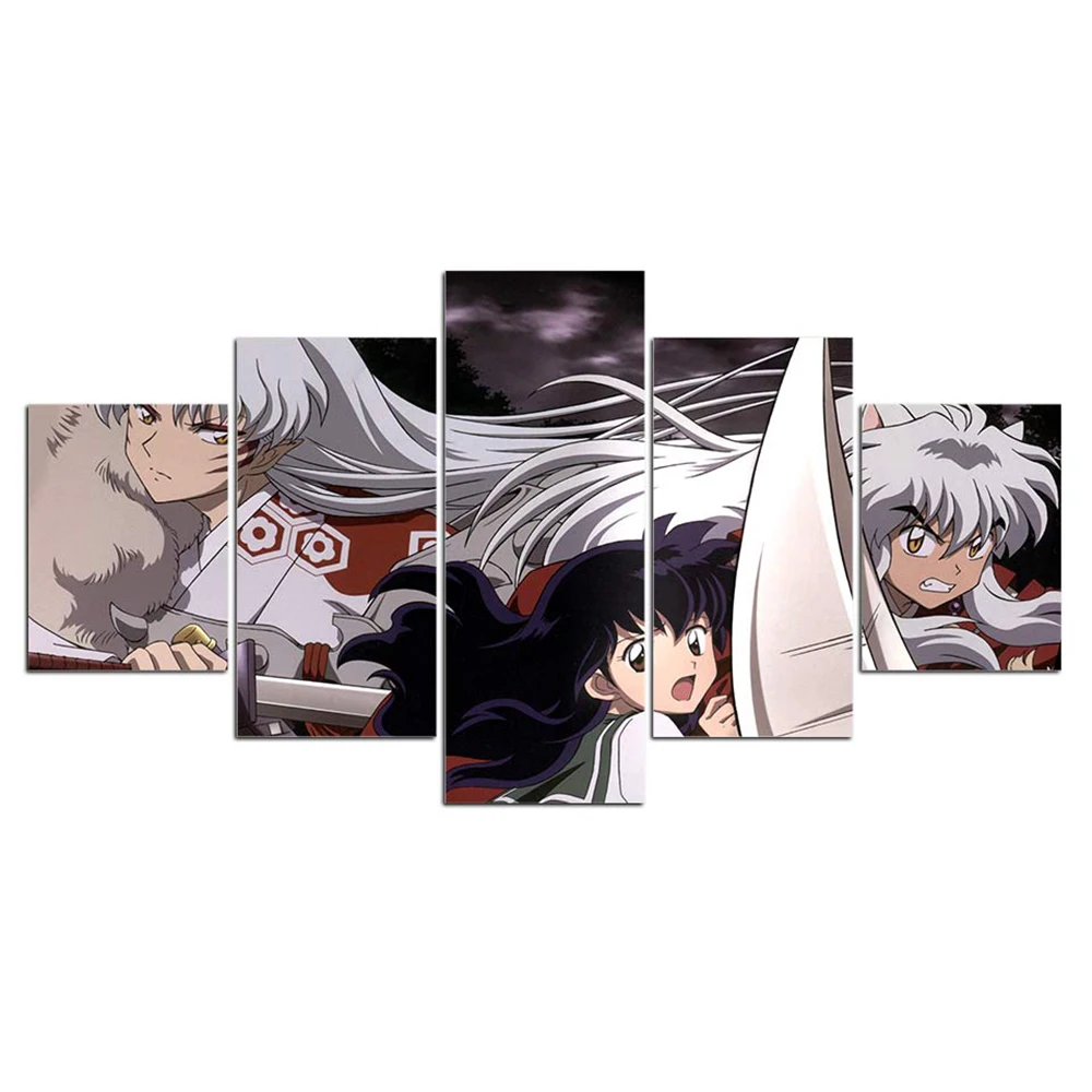 Pictures-Wall-Art-Framework-5-Piece-Inuyasha-poster-japan-poster-Prints-framed-large-canvas-Janpanese-movie (1)
