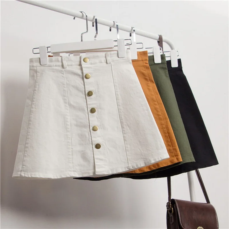Laamei 2019 Spring Women Mini Jeans Skirts Solid Fashion High Waist Skirts A-line Rivet Pockets Office Lady Skirt Korean Style
Laamei 2019 Spring Women Mini Jeans Skirts Solid Fashion High Waist Skirts A-line Rivet Pockets Office Lady Skirt Korean Style