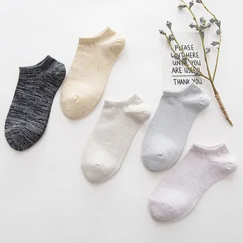 10 pieces = 5 pairs New cotton lady socks female shallow short waist invisible breathable absorbent cotton slipper socks