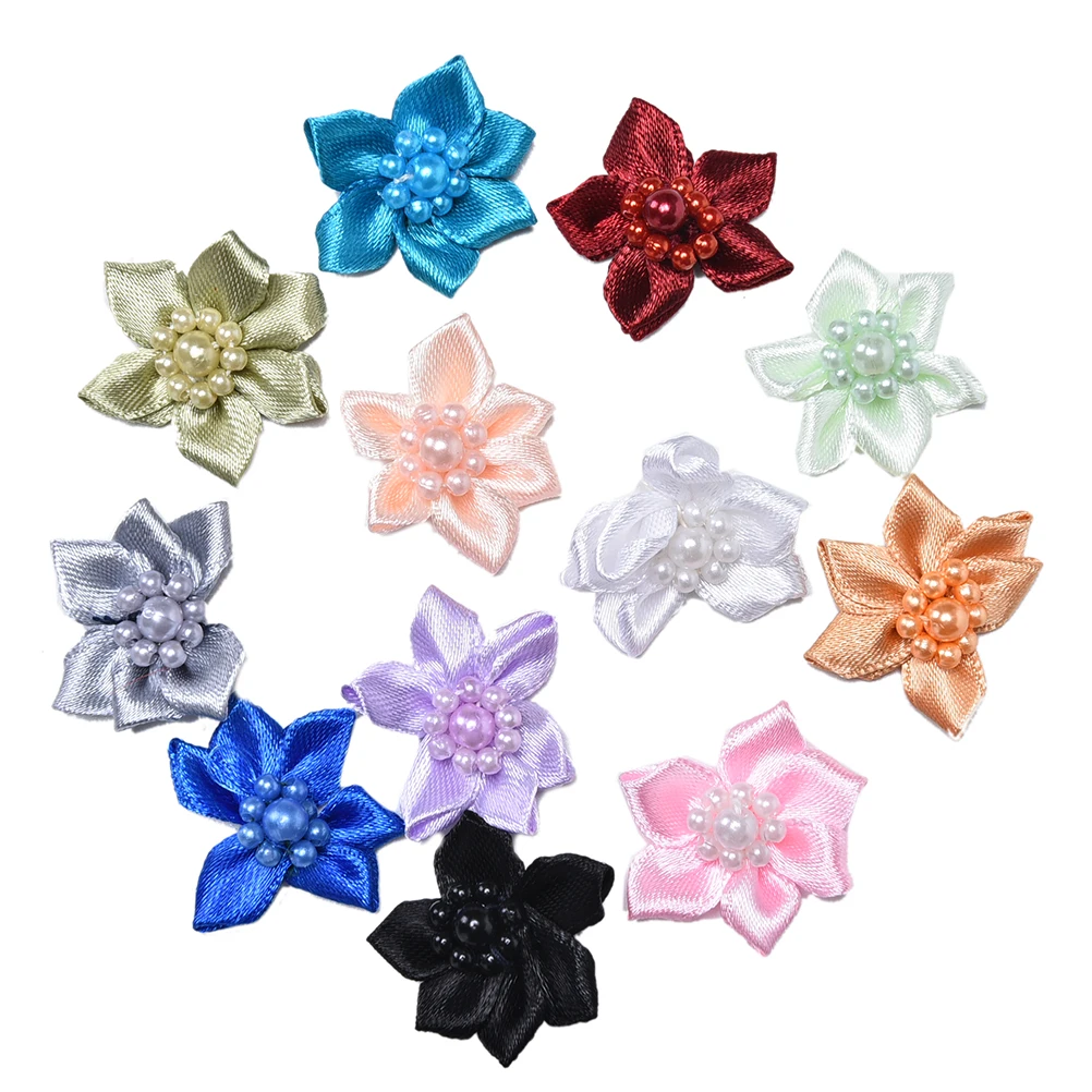 100 Pcs/lot DIY Ribbon Rose Pearl Wedding Flower Satin Decoration Bow Appliques Craft Sewing Leaves Fabric for cloth ornament
100 Pcs/lot DIY Ribbon Rose Pearl Wedding Flower Satin Decoration Bow Appliques Craft Sewing Leaves Fabric for cloth ornament