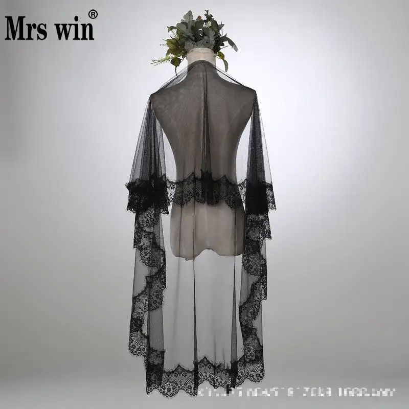 Black Veil Special For Wedding Photography Cos Soft Tulle Lace Applique Edge 3meter Long Tailed Chapel Bride Veils Accesorries C
Black Veil Special For Wedding Photography Cos Soft Tulle Lace Applique Edge 3meter Long Tailed Chapel Bride Veils Accesorries C