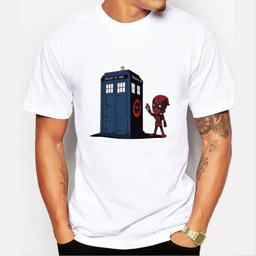 2016 Newest Men's Funny Deadpool Print T Shirt Fashion Short Sleeve T-shirt Doctor Who Design Basic Top
2016 Newest Men's Funny Deadpool Print T Shirt Fashion Short Sleeve T-shirt Doctor Who Design Basic Top