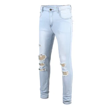 Mens Light Blue Stretch Jeans Ripped Large Size Full Length Trousers Jeans Homme Casual Straight Male Denim Pant D480
Mens Light Blue Stretch Jeans Ripped Large Size Full Length Trousers Jeans Homme Casual Straight Male Denim Pant D480