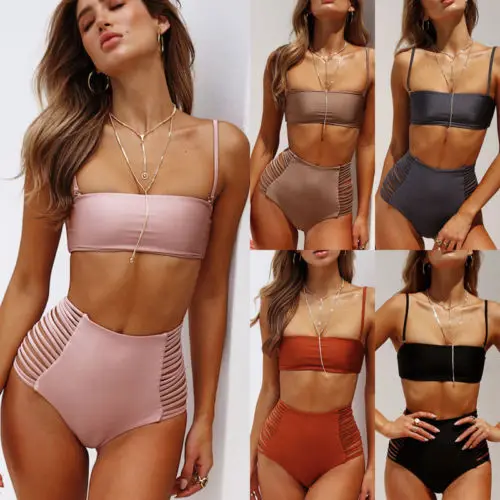 Summer Women High Waist Sexy Bikini Set Push Up Beach Swimwear Padded Bra Swimsuit BeachWear