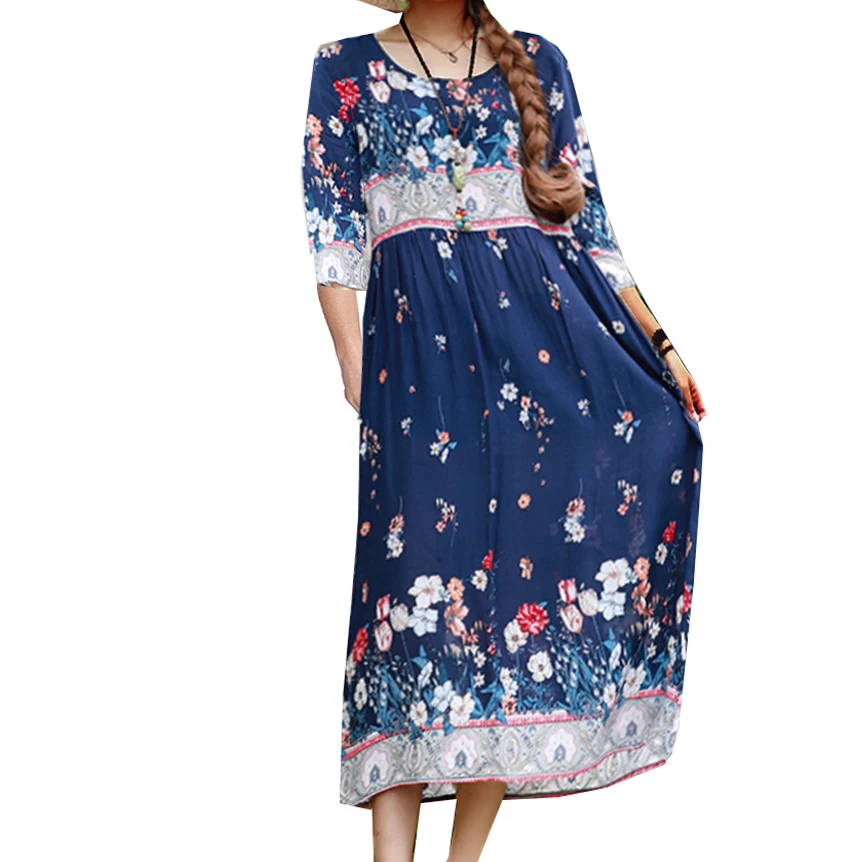 Long Dress Women 2019 Summer Cotton Linen Floral Robe Femme Female Tunics Half Sleeve Vestidos Festa Ropa Casual Woman Dresses
Long Dress Women 2019 Summer Cotton Linen Floral Robe Femme Female Tunics Half Sleeve Vestidos Festa Ropa Casual Woman Dresses