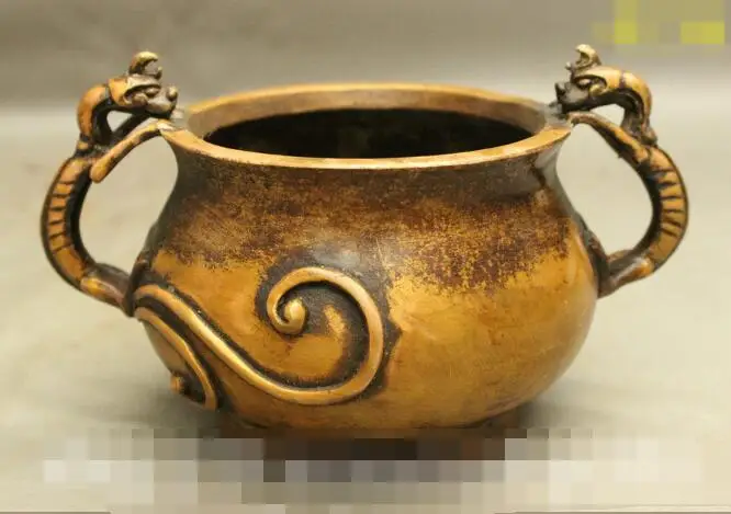 S01410 7" Marked China Buddhism Bronze 2 Dragon Statue Handle Incense Burner Censer Jar B0403
S01410 7" Marked China Buddhism Bronze 2 Dragon Statue Handle Incense Burner Censer Jar B0403