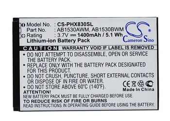Cameron Sino High Quality 1400mAh Battery AB1530AWM, AB1530BWM for Philips Xenium T910,XeniumX603,X620,X630,X806,X809, X830
Cameron Sino High Quality 1400mAh Battery AB1530AWM, AB1530BWM for Philips Xenium T910,XeniumX603,X620,X630,X806,X809, X830