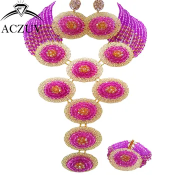 ACZUV Brand Purple and Gold AB African Wedding Jewelry Set for Women Nigerian Beads Necklace and Earrings Bracelet A10R012
ACZUV Brand Purple and Gold AB African Wedding Jewelry Set for Women Nigerian Beads Necklace and Earrings Bracelet A10R012