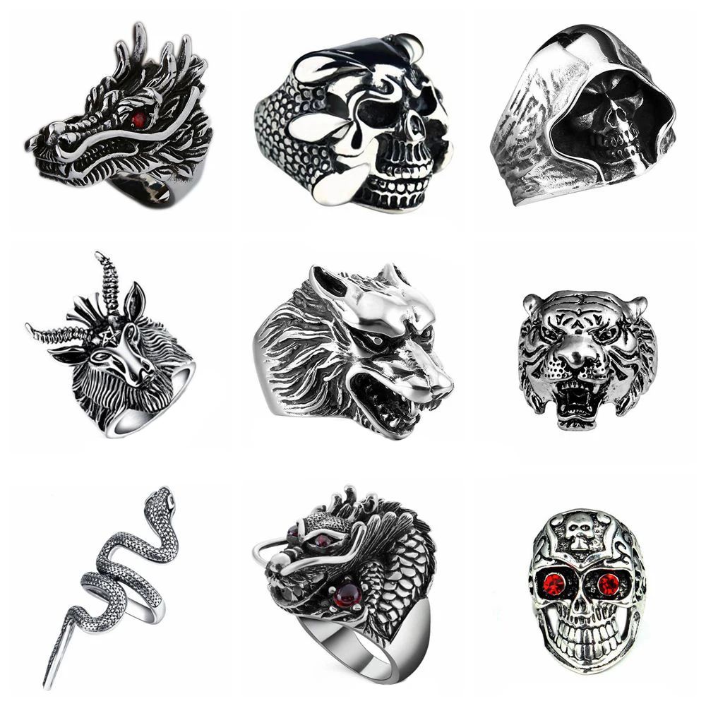 Free Fan Vintage Wolf Tiger Dragon Skull Gothic Rings For Men Fashion Boho Antique Punk Rings Male Jewelry Anillos Mujer
Free Fan Vintage Wolf Tiger Dragon Skull Gothic Rings For Men Fashion Boho Antique Punk Rings Male Jewelry Anillos Mujer