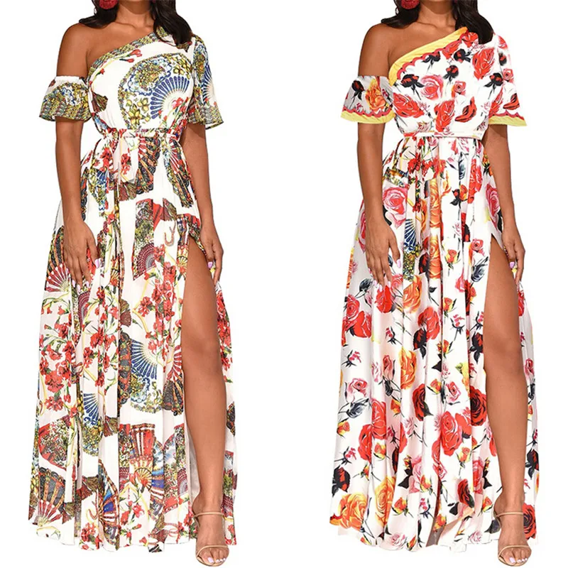 New Women Short Sleeve Boho Dress Floral Print Party Casual Maxi Dress Split Long Dresses Summer Beach Dresses Elegant Sundress
New Women Short Sleeve Boho Dress Floral Print Party Casual Maxi Dress Split Long Dresses Summer Beach Dresses Elegant Sundress