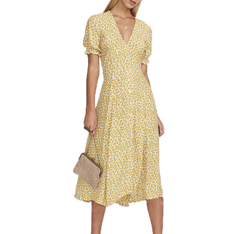 Summer dress 2019 casual printing yellow dress short sleeve maxi dress v-neck womens clothing long dress women vestidos
Summer dress 2019 casual printing yellow dress short sleeve maxi dress v-neck womens clothing long dress women vestidos