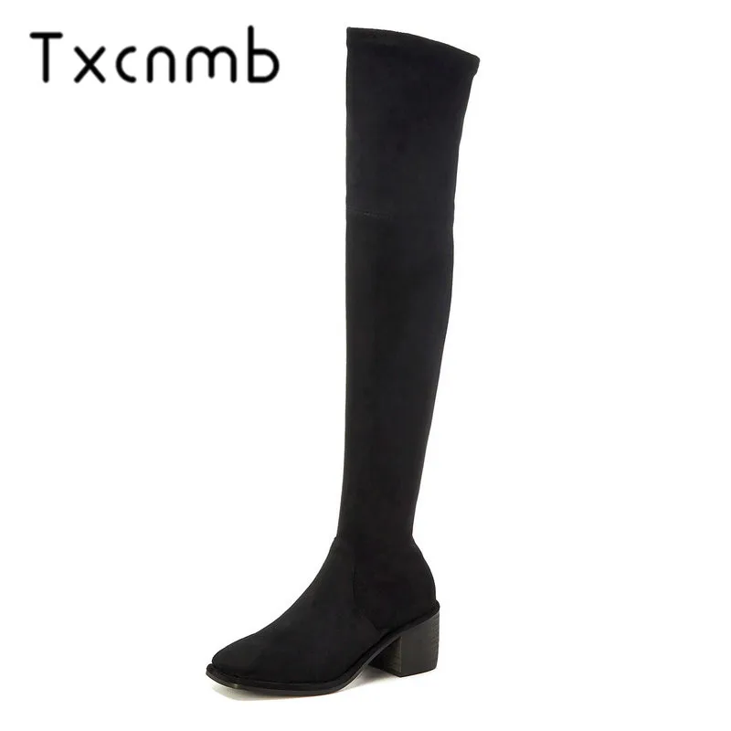 TXCNMB Suede Leather Over The Knee High Boots Woman High Heels Black Western Square Toe 2019 Autumn Winter Botas Shoes Woman
TXCNMB Suede Leather Over The Knee High Boots Woman High Heels Black Western Square Toe 2019 Autumn Winter Botas Shoes Woman