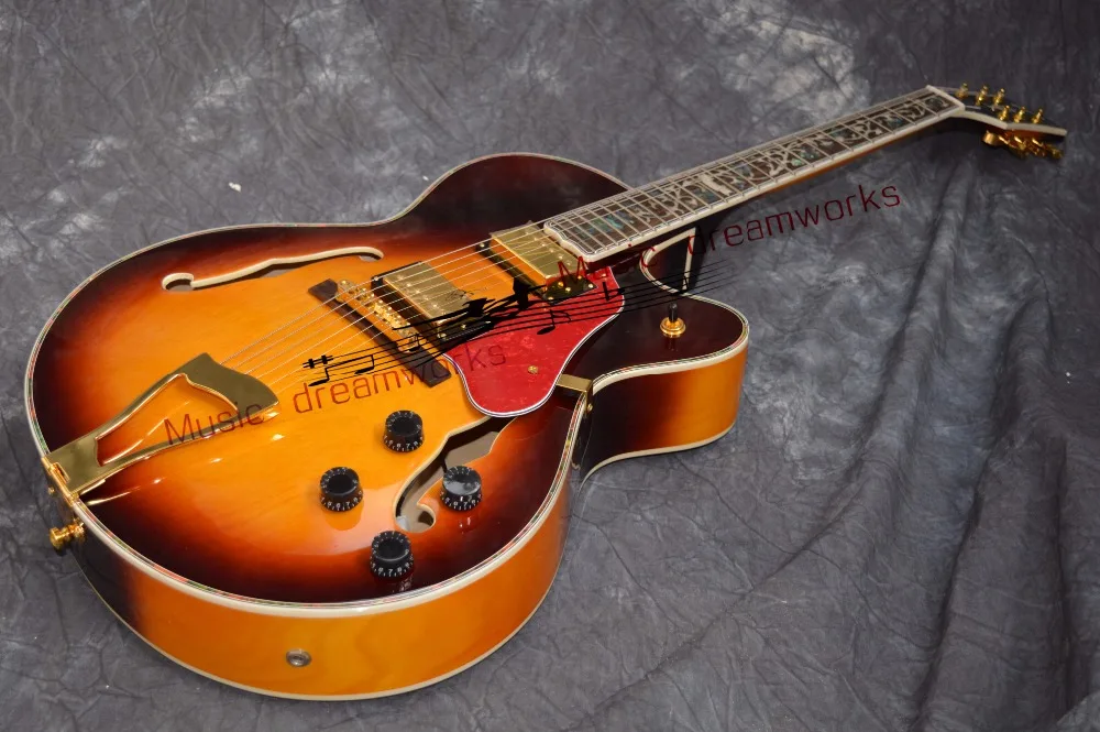 China OEM firehawk shop electric guitar G L5 hollow jazz guitar Color shells binding and inlays keyboard Free shipping 
China OEM firehawk shop electric guitar G L5 hollow jazz guitar Color shells binding and inlays keyboard Free shipping