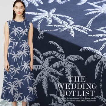 114CM Wide 35MM Coconut Trees Print Dark Blue Heavy Silk Fabric for Spring Summer Dress Shirt Clothes Jacket B027
114CM Wide 35MM Coconut Trees Print Dark Blue Heavy Silk Fabric for Spring Summer Dress Shirt Clothes Jacket B027