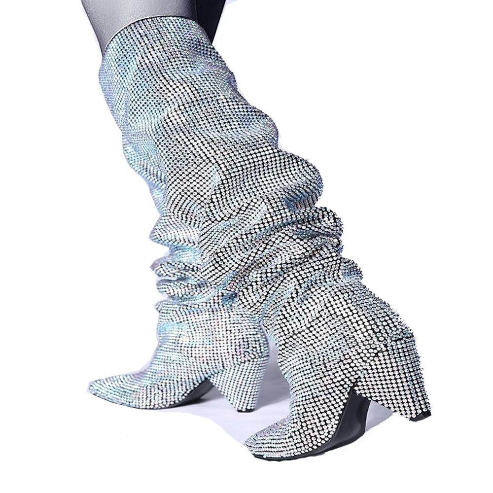 YUE JABON Women Point Toe Strange Heel Knee Boots Ankle Strap Decorate Big Size Real Leather Winter Boots Luxury Glitter Shoes
YUE JABON Women Point Toe Strange Heel Knee Boots Ankle Strap Decorate Big Size Real Leather Winter Boots Luxury Glitter Shoes