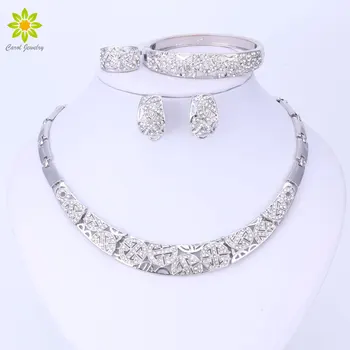 Fashion African Beads Jewelry Sets for Women Silver Color Necklace Bracelet Ring Set New Bridal Dress Accessories
Fashion African Beads Jewelry Sets for Women Silver Color Necklace Bracelet Ring Set New Bridal Dress Accessories