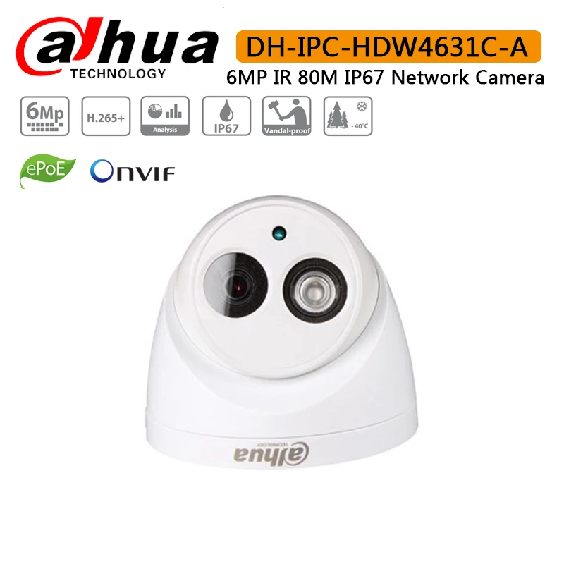 DH IPC HDW4631C A оригинальная 6MP сетевая IP камера POE CCTV безопасности Встроенный микрофон