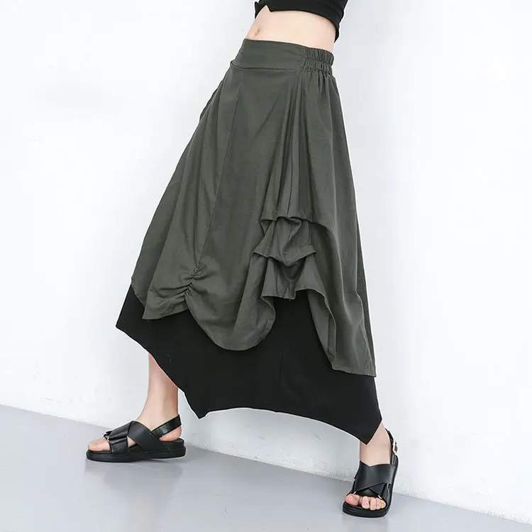 Johnature Summer 2019 New Streetwear Spliced Cotton Linen Irregular Pleated Skirt Fashion Elastic Waist Mid-calf Women Skirts
Johnature Summer 2019 New Streetwear Spliced Cotton Linen Irregular Pleated Skirt Fashion Elastic Waist Mid-calf Women Skirts
