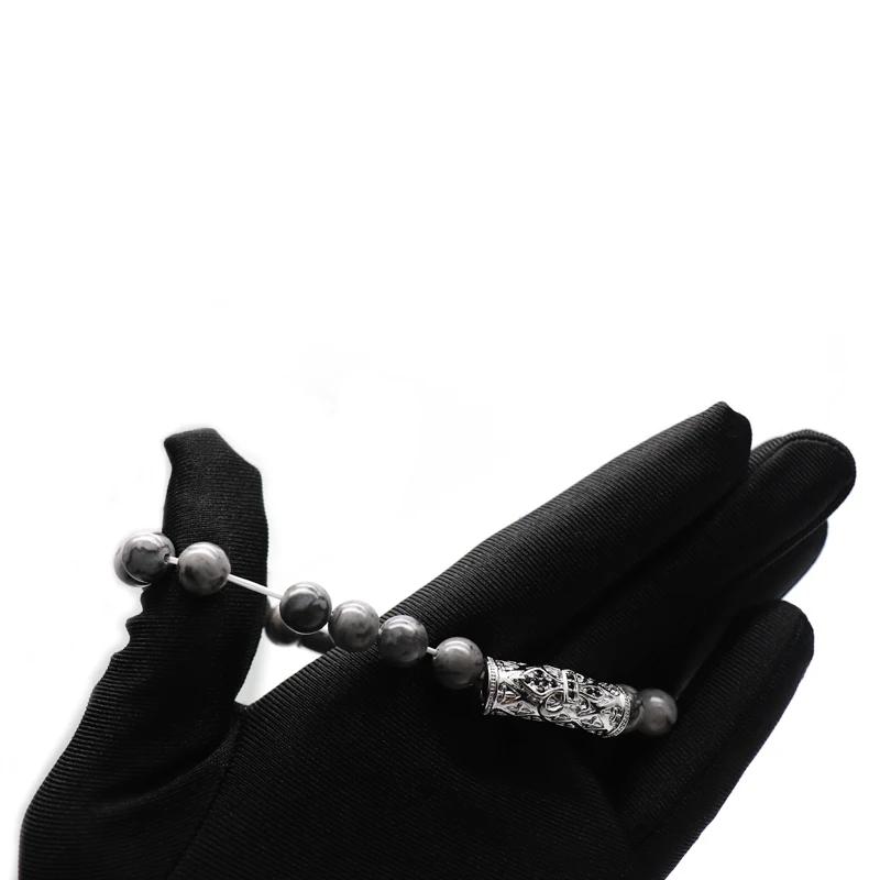 1 earth globe beads with silver charms bracelet (6)