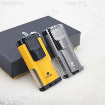 New Arrival COHIBA Fancy 3 Torch Jet Flame Windproof Cigar Lighter Butane Gas Cigarette Lighters With Gift Box
New Arrival COHIBA Fancy 3 Torch Jet Flame Windproof Cigar Lighter Butane Gas Cigarette Lighters With Gift Box