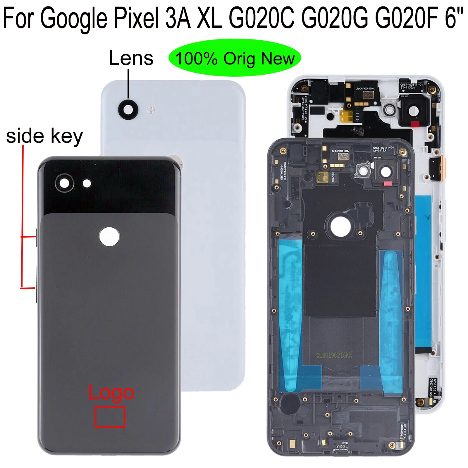 Shyueda 100% Orig New 6" For Google Pixel 3A XL G020C G020G G020F rear Back Door Housing Battery Cover
Shyueda 100% Orig New 6" For Google Pixel 3A XL G020C G020G G020F rear Back Door Housing Battery Cover