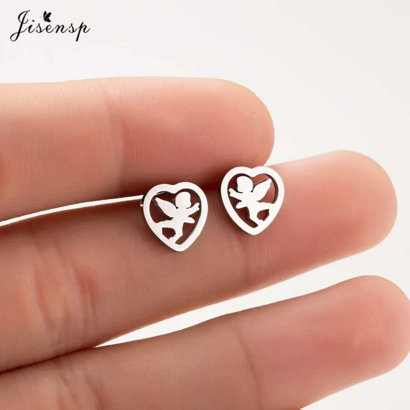 Jisensp Romantic Cute Angel Stud Earrings Simple Fashion Heart Shape Cupid Earring for Women Girls Valentine's day Gift
Jisensp Romantic Cute Angel Stud Earrings Simple Fashion Heart Shape Cupid Earring for Women Girls Valentine's day Gift