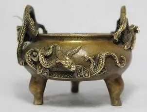 Bronze home decoration Folk Culture Brass China dragon decorative collection old copper incense burner
Bronze home decoration Folk Culture Brass China dragon decorative collection old copper incense burner