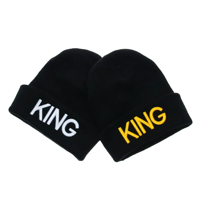 

Women Men Lover Winter Warm Beanie Hat Couples King Queen Soft Warm Knitted Hat Hip Hop Rock Hat Cap For Couples Lovers