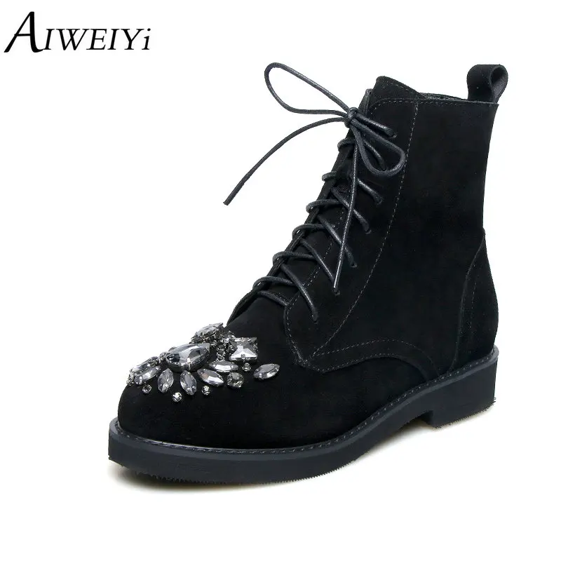 AIWEIYi Autumn Winter Rhinestone Suede Leather Short Boots Lace Up Short Boots Retro Student Boots Martin Women Boots
AIWEIYi Autumn Winter Rhinestone Suede Leather Short Boots Lace Up Short Boots Retro Student Boots Martin Women Boots