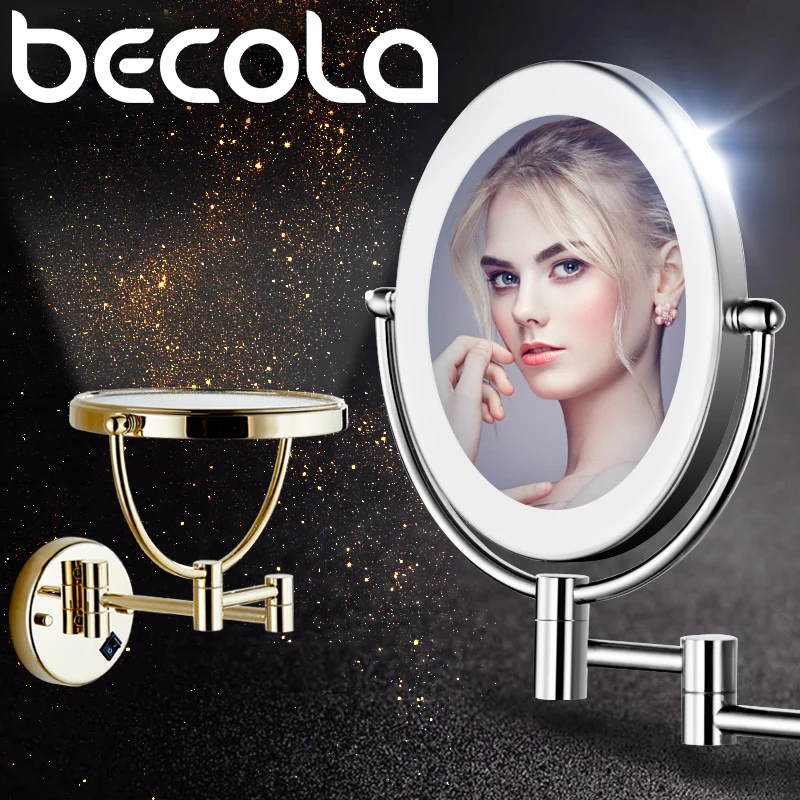 Chrome/Golden Bathroom Lighted Makeup Mirror With Led Lights and Magnifying Wall Mount Cosmetic Swivel Folding Mirrors Brass
Chrome/Golden Bathroom Lighted Makeup Mirror With Led Lights and Magnifying Wall Mount Cosmetic Swivel Folding Mirrors Brass