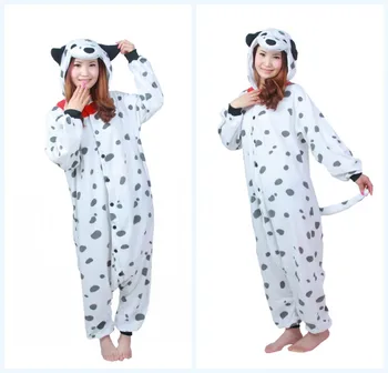 

Winter Polar fleece Dalmatian Spotty Dog Fleece Onesie Homewear Hoodie Pajamas Sleepwear Robe For Adults Party dress