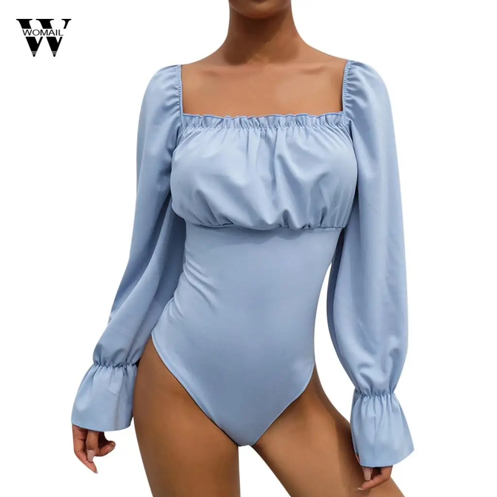 Womail Women Fashion Square Collar Solid Color Trumpet Sleeves Bodysuit Tights Long Sleeve Bandage Basic Sexy Jumpsuit Mar 29
Womail Women Fashion Square Collar Solid Color Trumpet Sleeves Bodysuit Tights Long Sleeve Bandage Basic Sexy Jumpsuit Mar 29