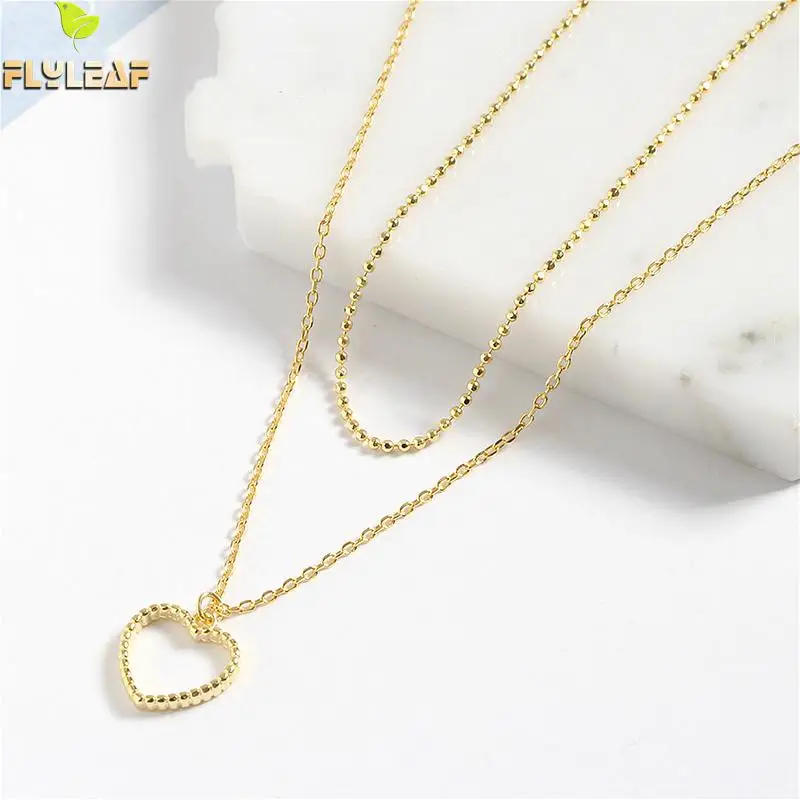 Flyleaf Double Layer Heart Shape Hollow Gold Necklaces & Pendants Real 925 Sterling Silver Necklace For Women Chain Fine Jewelry
Flyleaf Double Layer Heart Shape Hollow Gold Necklaces & Pendants Real 925 Sterling Silver Necklace For Women Chain Fine Jewelry