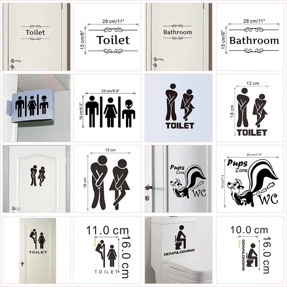 Description Picture 3 of itemToilet WC Entrance Sign Door Stickers For Company Shop Bar Home Decoration Funny Patterns Mural Art Diy Funny Vinyl Wall Decals