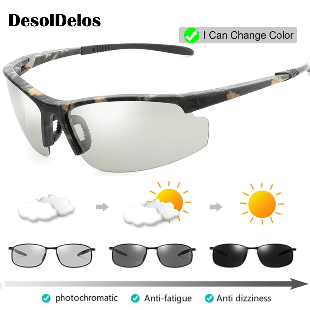 

2019 Men Photochromic Sunglasses New HD Polarized Sunglasses Women UV400 Rimless Anti-glare Sun Glasses Gafes de sol P016